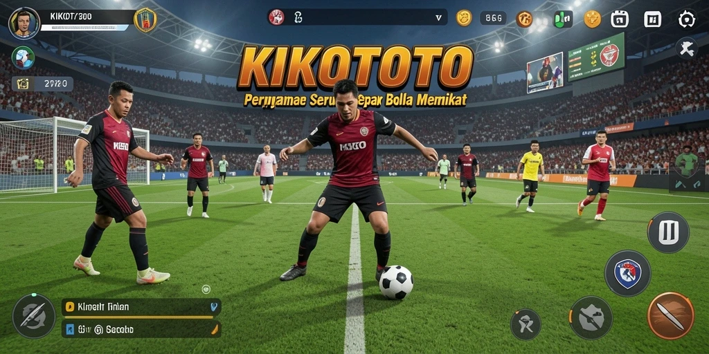 Screenshot KIKOTOTO menampilkan aksi seru dalam permainan sepak bola.