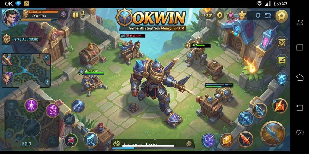 Gameplay dinamis dalam OKWIN yang mencerminkan strategi SLG.