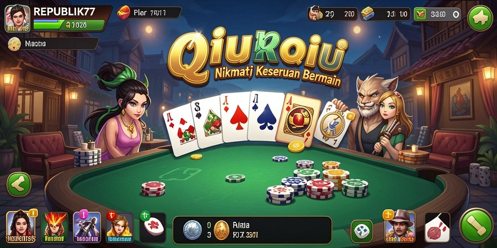 Tampilan gameplay seru dari REPUBLIK77 saat bermain QiuQiu.