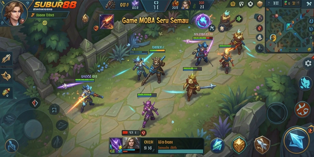 Tampilan gameplay MOBA SUBUR88 yang mendebarkan.