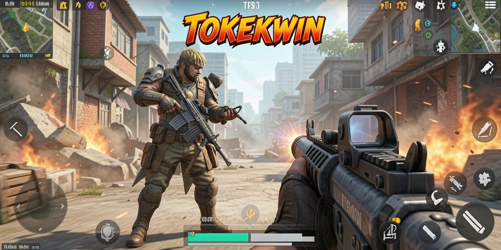 Tampilan gameplay menarik dari TOKEKWIN dalam pertempuran TPS.